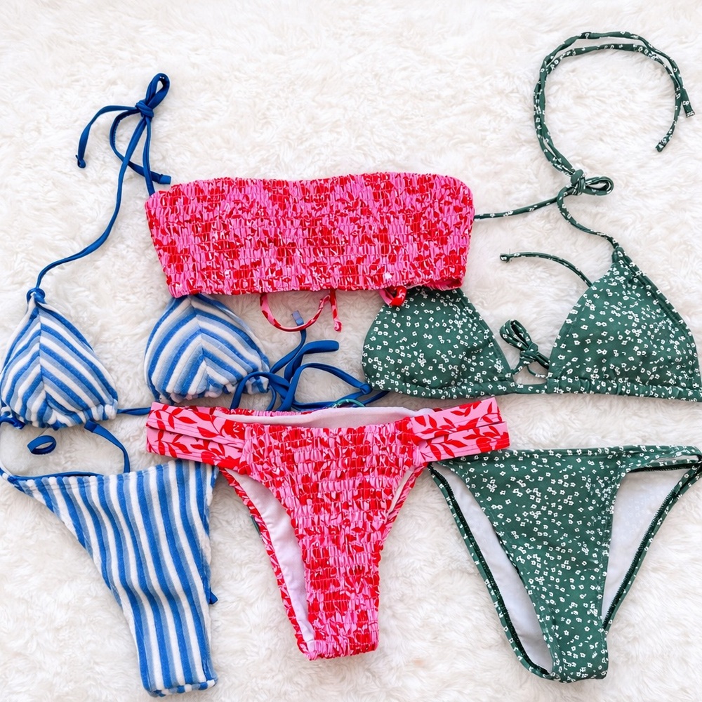 SHEIN Mixed Color Bikini Set - Pink, Blue, Green